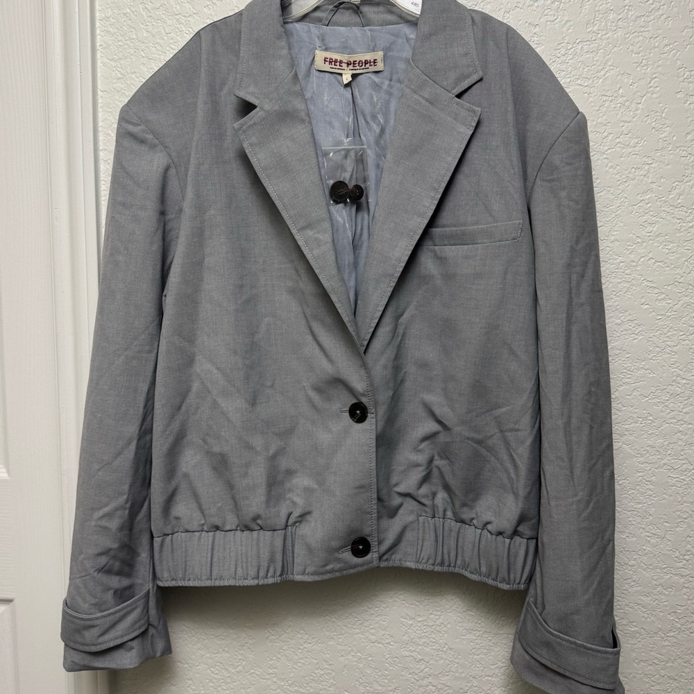 NWOT FREE PEOPLE Agnes Solid Jacket - Heather Grey - Picture 2 of 10